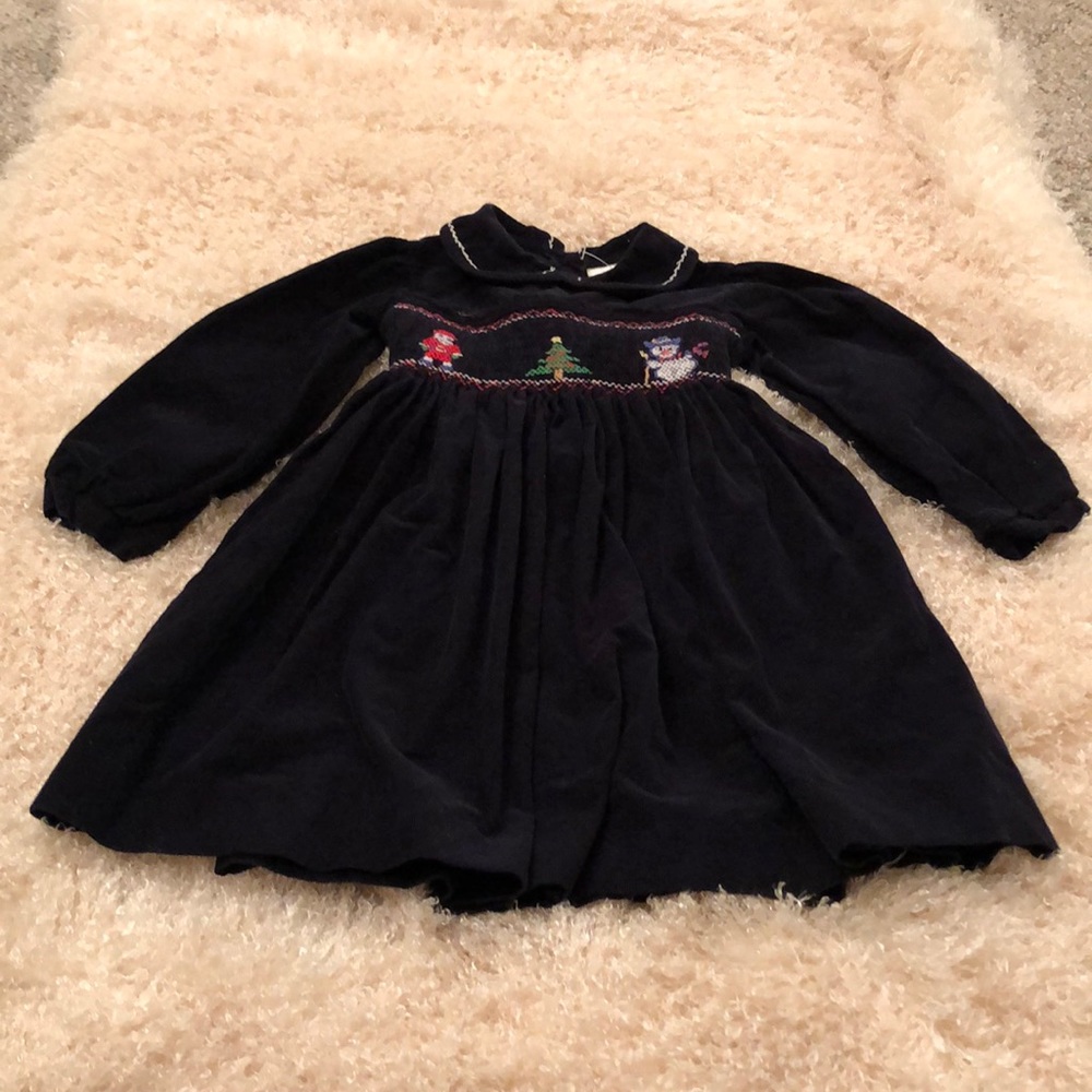 Corduroy Christmas smocked dress SZ 2t